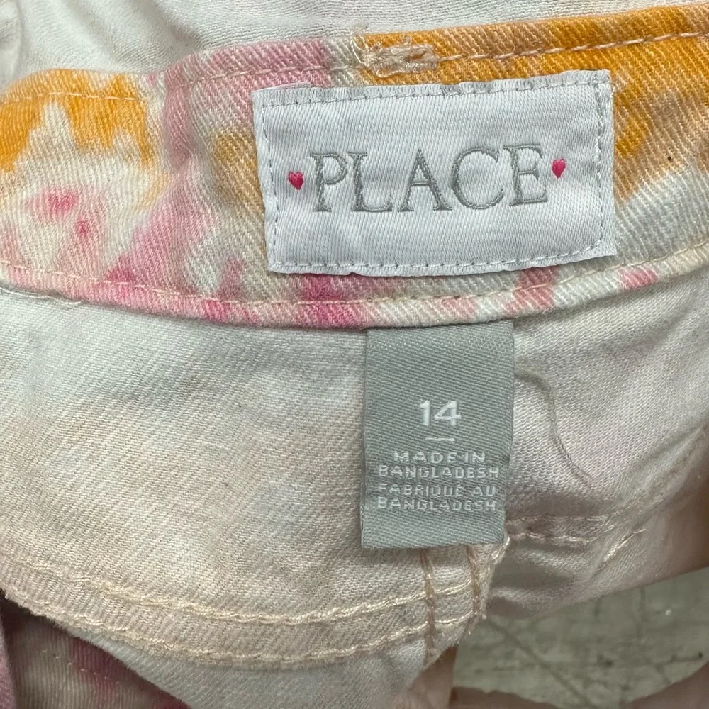 The Children's Place Orange Pink Tie Dye Shortfalls Overall Size 14